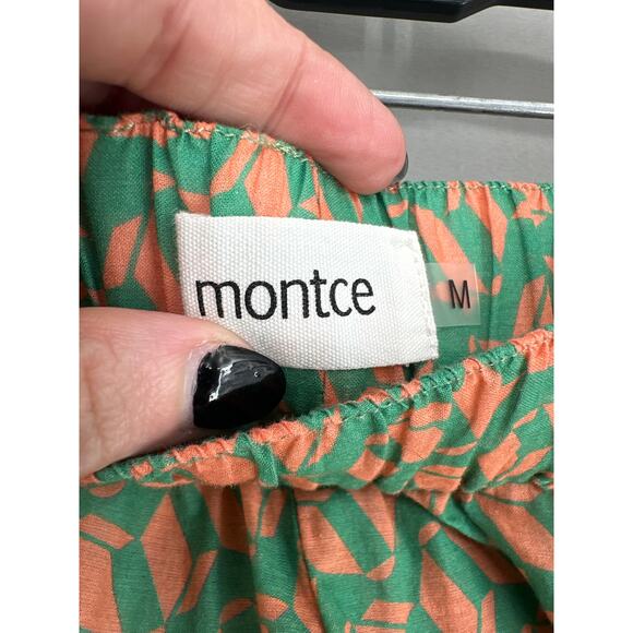Montce Shorts Womens Medium Green Orange Lounge Swim Cover Lightweight Boxer - Picture 2 of 8